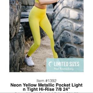 Zyia Neon Yellow METALLIC Leggings